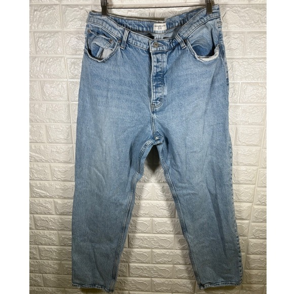 Abercrombie & Fitch The Dad High Rise Light Wash Denim Jeans Womens Size 33/16r - Picture 1 of 12